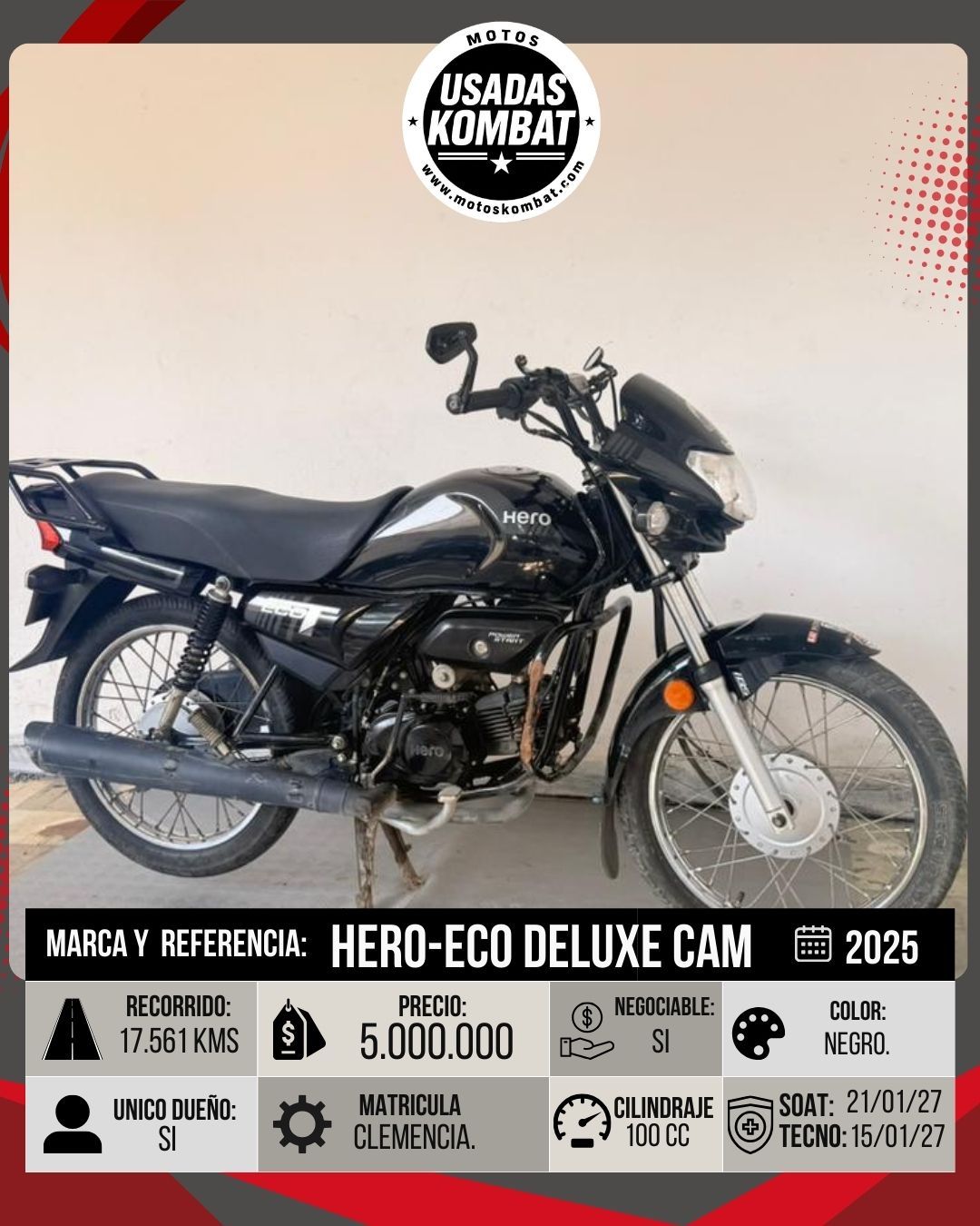 HERO ECO DELUXE CAM MT 100CC