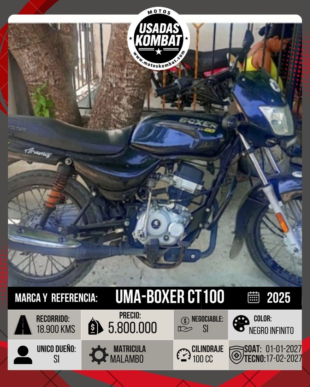 UMA UMA-BAJAJ BOXER CT100 KS SPOKE MT 100CC