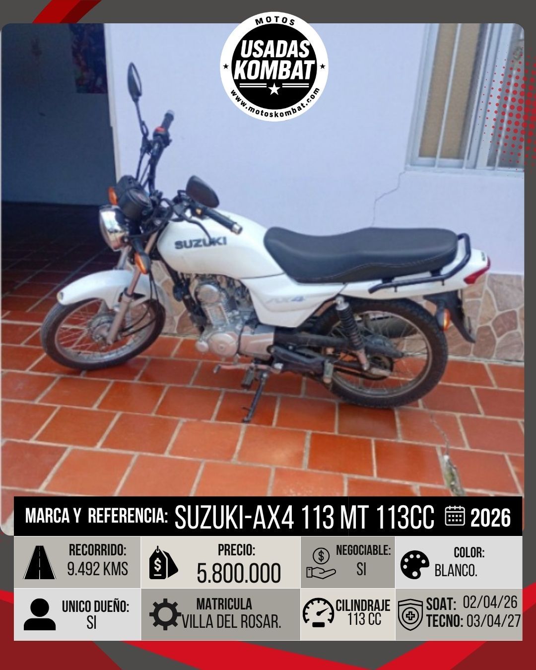 SUZUKI AX4 113 MT 113CC