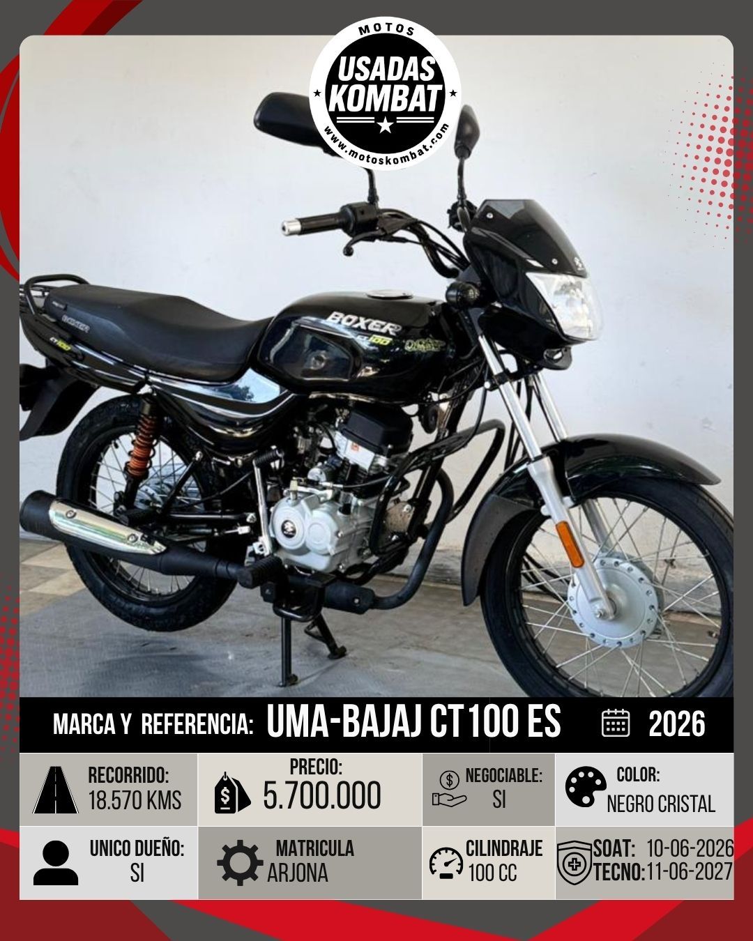 UMA UMA-BAJAJ BOXER CT100 ES SPOKE MT 100CC