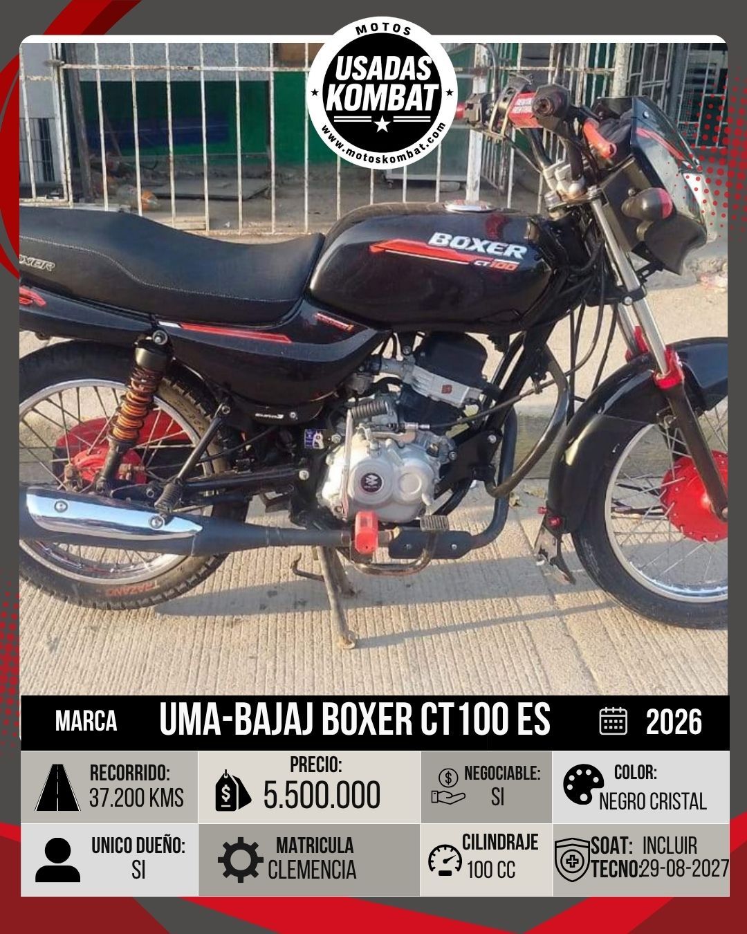 UMA UMA-BAJAJ BOXER CT100 ES SPOKE MT 100CC