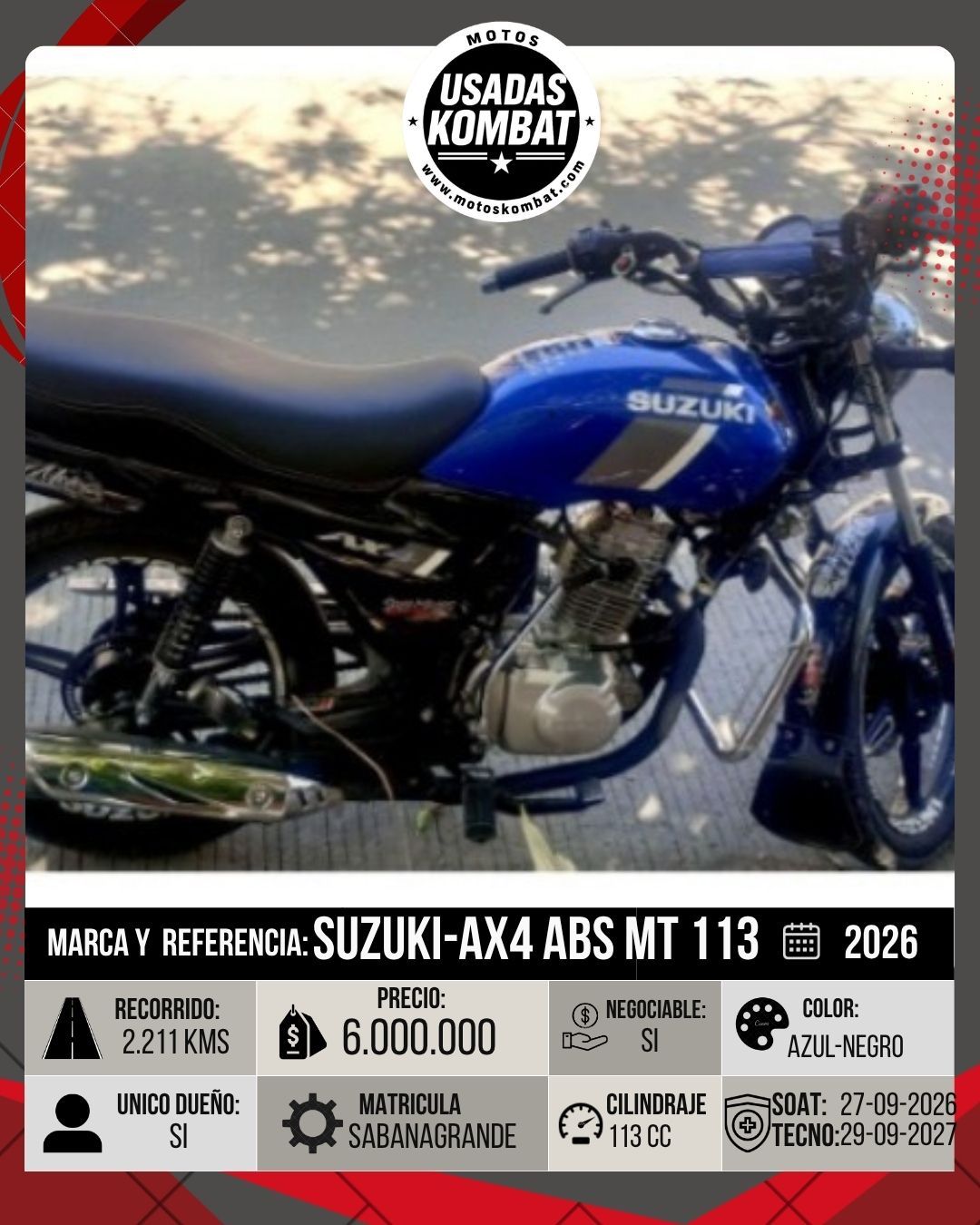 SUZUKI AX4 ABS MT 113CC