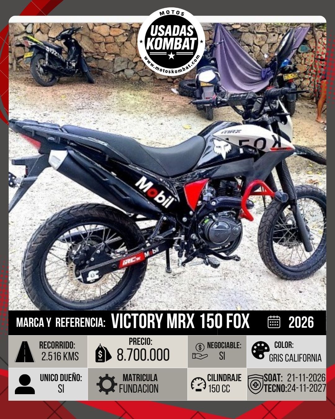 VICTORY VICTORY MRX 150 FOX TK MT 150CC