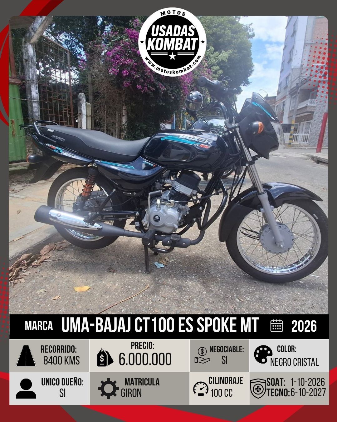 UMA UMA-BAJAJ BOXER CT100 ES SPOKE MT 100CC