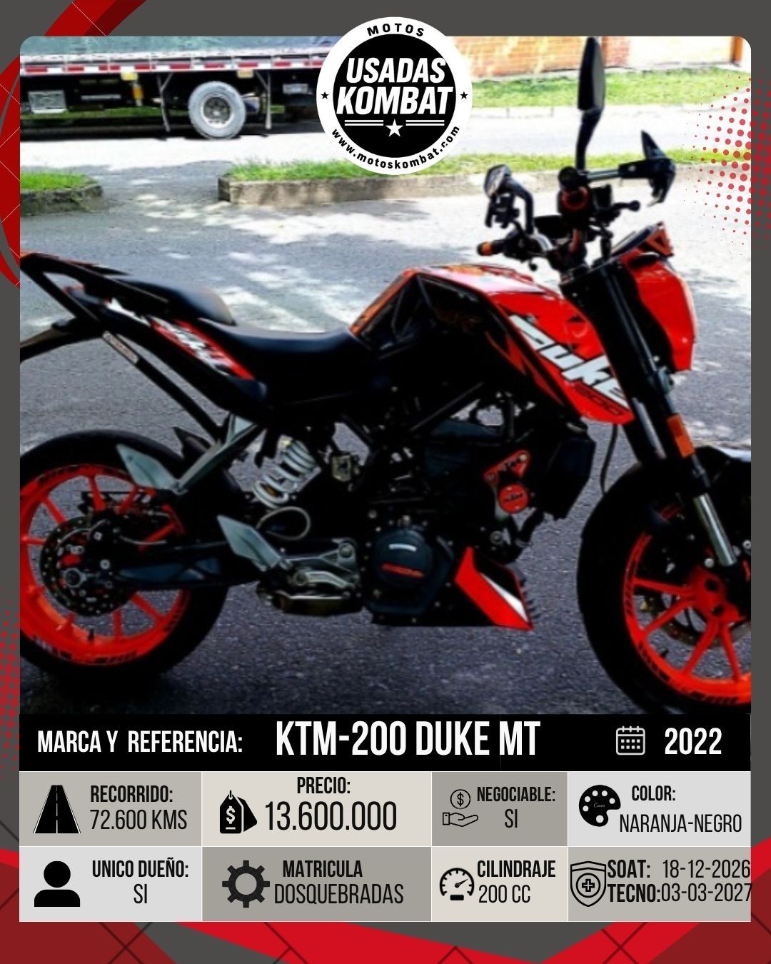 KTM 200 DUKE MT 200CC