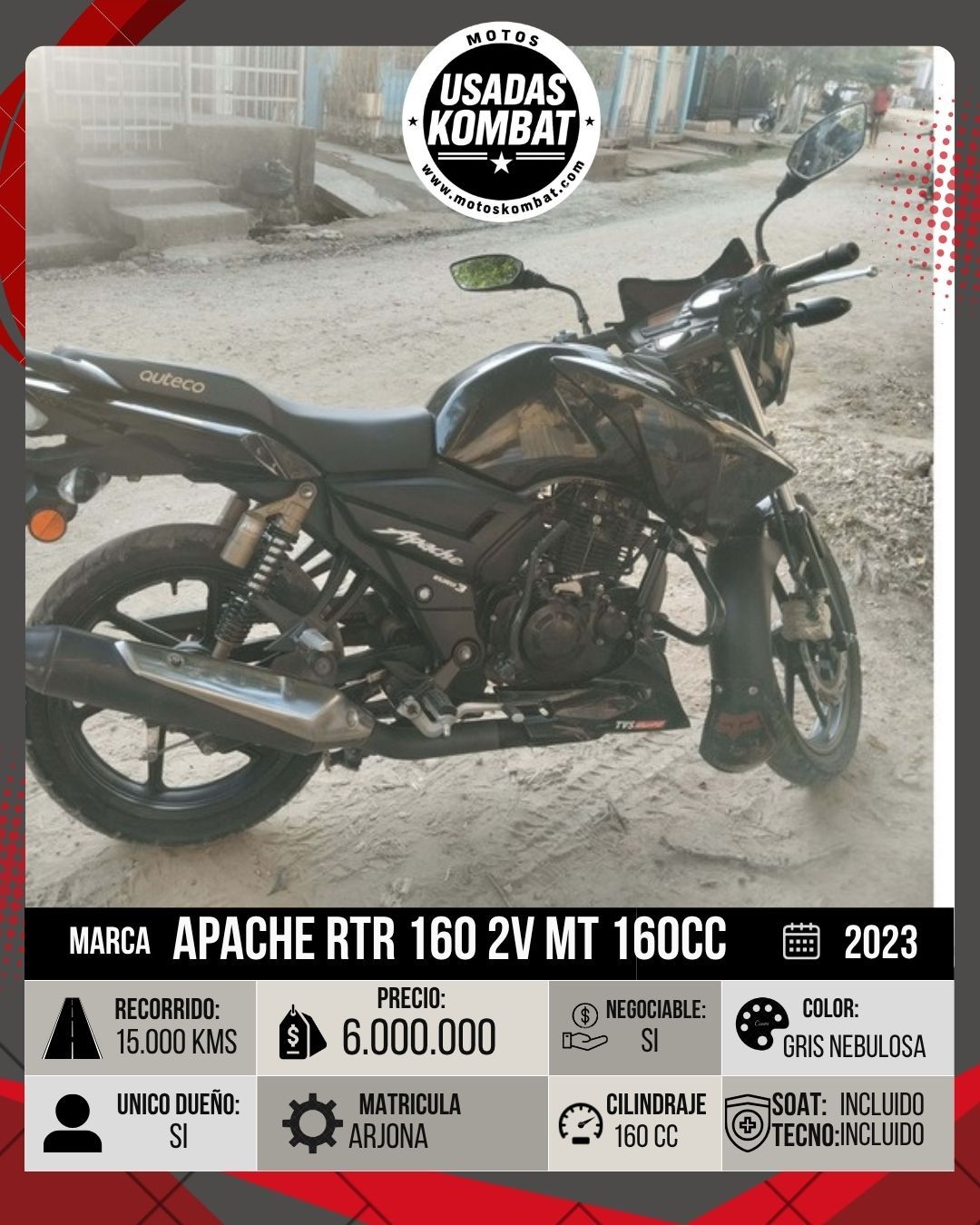 TVS APACHE RTR 160 2V MT 160CC 2T
